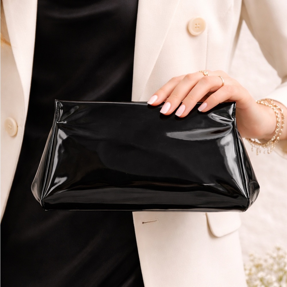 Glossy Black Evening Clutch